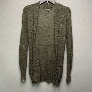 Express Olive Green Cardigan Sweater